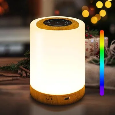 Immagine prodotto di Lampada da notte a LED con controllo touch, 12 colori RGB, 4 modalità, timer, ricarica USB, luce d'ambiente, lampada da scrivania, portatile, ideale per camera da letto e soggiorno
