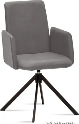 Produktbild von Armlehnstuhl drehbar (6er-Set) Deasia 52x92x60 Schwarz/Grau
