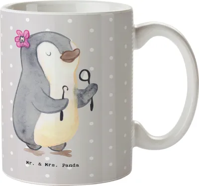 Produktbild von Mr. & Mrs. Panda Pott Zahntechnikerin Herz - Grau Pastell - Geschenk, Kaffeebecher, Tasse, Kaffeetasse, haferl, Teepott, Trinkbecher