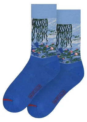 Baumwollsocken Seerosen II Monet, 46-49, blau