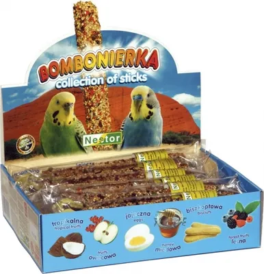 Obrázek produktu pro Miska na bonbóny Nestor pro andulky s 12 tyčinkami na okusování