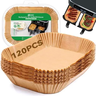 Produktbild von Bakpapier für XL-Heißluftfritteuse, 120 Stück, für Dual-Zonen-Heißluftfritteuse, 9,5L, für Accessoires