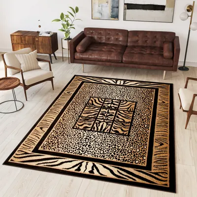 Obrázok produktu pre Tapiso koberec ATLAS moderný tiger hnedý béžový čierny ÖKOTEX 60 x 100 cm