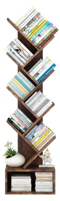 Produktbild von Baum Bücherregal - Standregal - 8 Ebenen, Metallrahmen, Schmales Hohes Regal, Für Wohnzimmer und Kinderzimmer