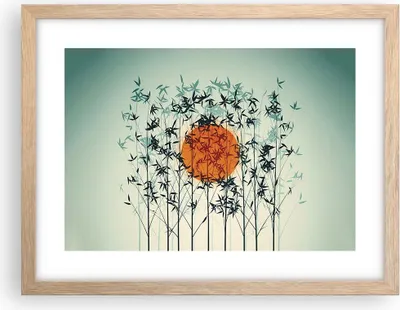 Produktbild von Gerahmtes Poster - Rahmen in heller Eiche - Westen Sonne Gras - 40x30 cm - Wand Bild - Wanddeko - Wandbilder - Kunstposter - Wandposter - Bilderrahmen - Bilder - Kunstdruck - P2NAA40x30-5104