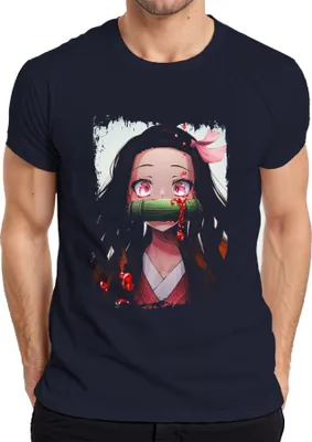 Zdjęcie produktu dla Nezuko Kamado Demon Slayer Anime Manga Bambus Blut Kawaii Cosplay Herren T-Shirt, Granatowy, 3XL
