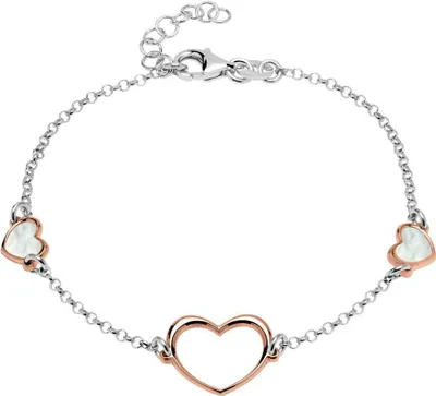 Produktbild von 925er Silber Armband Herzen rosé