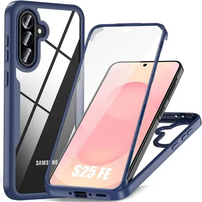 Image de Coque pour Samsung Galaxy S25 FE, Protection Intégrale Avant et Arrière Double Face - Bleu Marine