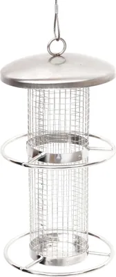 Image de Mangeoire pour oiseaux HWC-G90, distributeur de nourriture colonne de nourriture, acier inoxydable 27cm