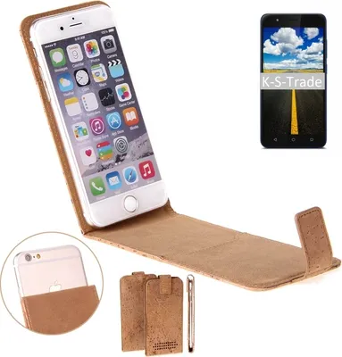 Produktbild von K-S-Trade Handy Hülle kompatibel mit Gigaset GS270 Plus Kork-Hülle Flipstyle Case Schutz Hülle Kork Case Hülle Flip cover Klapphülle Tasche,