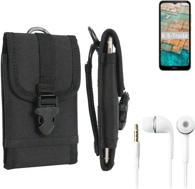 Produktbild von K-S-Trade Holster Schutz Hülle kompatibel mit Nokia C20 Gürteltasche Handy Hülle Tasche outdoor Seitentasche schwarz 1x + Kopfhörer