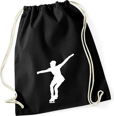 Produktbild von Huuraa Turnbeutel Eiskunstlauf Silhouette 12 Liter Black Baumwolle Rucksack Geschenkidee