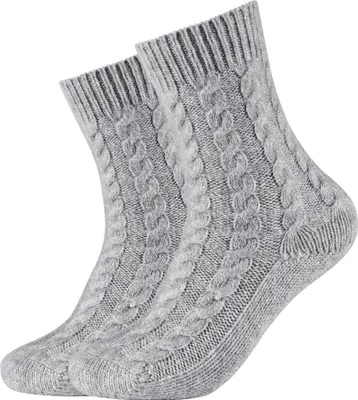 Produktbild von Camano Socken 2er Pack mit Zopfmuster light grey melange 35-38