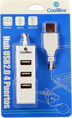 Obrázok produktu pre CoolBox COO-UPH190, USB 2.0, 480 Mbit/s, Biela, Plast, 0,35 m, 720 mm