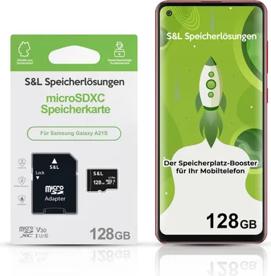 Produktbild von microSD Speicherkarte S&L für Samsung Galaxy A21S - Speicherkapazität: 128 GB