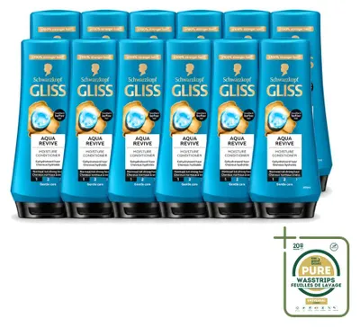 Productafbeelding van 12 x Gliss Aqua Revive Conditioner - Hydratatie en frisheid - 200 ml - Voordeelverpakking - 12 stuks