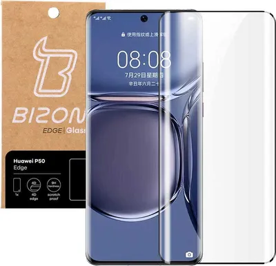 Produktbild von Gehärtetes Glas Bizon Glass Edge für Huawei P50, Schwarz