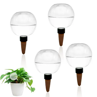 Bewässerungsbälle 4er-Set, 500 ml, transparent, automatische Pflanzenbewässerung