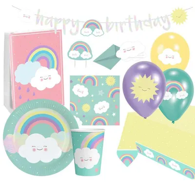 Produktbild von Regenbogen & Wolke Partyset 61-teilig