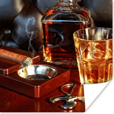 Produktbild von MuchoWow® Poster Whiskey - Flasche - Karaffe 75x75 cm - Wand Dekoration