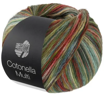 Produktbild von Lana Grossa - Cotonella Multi 0110 oliv petrol weißgrün rotviolett orange bunt