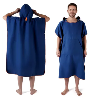 Produktbild von Badeponcho Damen& Herren,Poncho Handtuch,Mikrofaser-Surf Poncho, Badeponcho Handtuch, aus Mikrofaser auch als Umkleidehilfe Strand (Large)