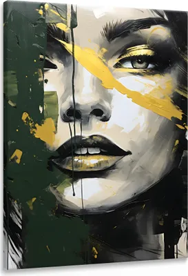 Produktbild von Muralo Leinwandbild Frau GESICHT Porträt Abstraktion Glamour Wanddeko für Wohnzimmer 70 cm x 100 cm
