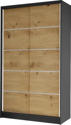 Produktbild von MIRJAN24 Schiebetürenschrank Diego IV, Kleiderschrank, Stilvoll Schlafzimmer Garderobenschrank (Farbe: Schwarz / Artisan Eiche)