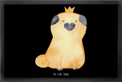 Produktbild von Mr. & Mrs. Panda Fußabtreter Mops Krone 60 x 90 cm - Schwarz - Geschenk, Schmutzmatte, Sprüche, Lustig, Bodenvorleger, Schmutzfangmatte, Fussmatte, fußmatte, Königlich