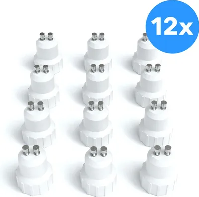 Produktbild von EAZY CASE 12x Lampensockel Adapter (GU10->E14) - Konverter GU10 Fassung auf E14 Lampenadapter, für LED-/Halogen- und Energiesparlampen Sockeladapter, Weiß