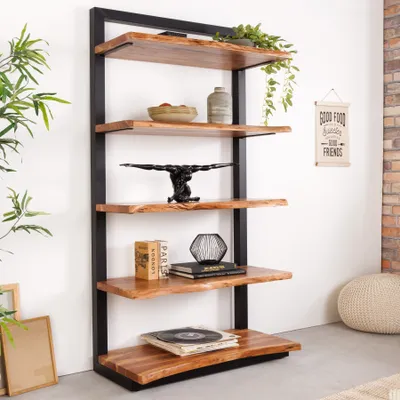 Produktbild von riess-ambiente Massives Bücherregal MAMMUT 180cm Akazie braun schwarz fünf Regalböden
