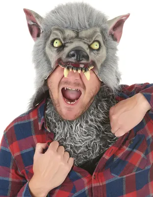 Produktbild von Schaurige Werwolf-Maske Halloween grau - Einheitsgröße