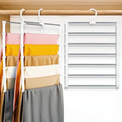 Productafbeelding van Ruimtebesparende Antislip Broekhangers - 3 Stuks voor Broeken, Sjaals en Kleding