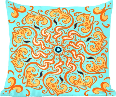 Produktbild von MuchoWow® Zierkissen Sofakissen Wohnzimmer Dekokissen 45x45 cm Mandala - Blume - Orange - Blau - Schlafpolster - Polster für das Sofa