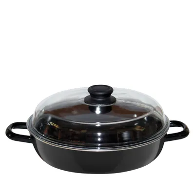 Immagine prodotto di Brasiera Riess con coperchio in vetro Ø24cm due manici smalto nero