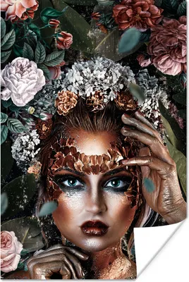 Produktbild von MuchoWow® Poster Blumen - Frauen - Make-up 40x60 cm - Plakate für die Wand - Poster Babyzimmer