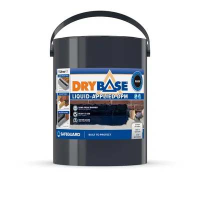 Immagine prodotto di Drybase Guaina Liquida Impermeabile 5L Nero – Rivestimento a membrana per pareti e pavimenti interni, vernice impermeabilizzante 5m²