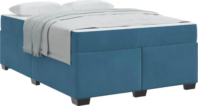 Produktbild von vidaXL Bettrahmen mit Matratze Dunkelblau 140 x 200 cm Stoff