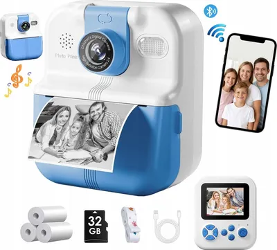 Zdjęcie produktu dla Aparat Natychmiastowy dla Dzieci Cyfrowy MP3 GRY Druk Telefon Obiektyw 180s / P02 Niebieski