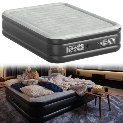 Productafbeelding van XINZI Opblaasbare luchtbed (203×152×46 cm) – Met ingebouwde elektrische luchtpomp en tas, snel opblazen, praktisch luchtbed