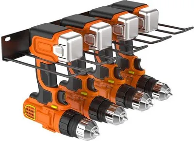 Image de Support mural pour 4 outils électriques, 41 x 19 x 4,5 cm, étagère à outils