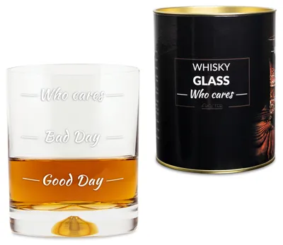 Zdjęcie produktu dla Szklanka do Whisky "Who Cares" - Prezent na Urodziny
