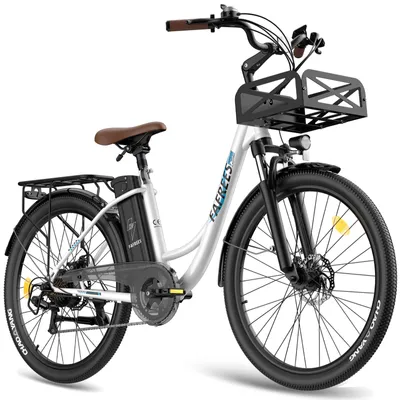 Produktbild von Pedelec 26 Zoll 158 - 198 Pannensichere Reifen 36 V 250 W bis zu 160 - 200 km Wasserdicht IP54 mit 7 Gang, Weiß