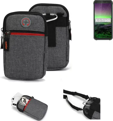 Produktbild von K-S-Trade Holster Gürteltasche kompatibel mit Blackview BV5500 Pro Handy Tasche Schutz Hülle grau Zusatzfächer 1x