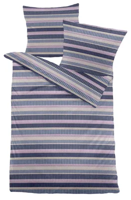 Immagine prodotto di Set di lenzuola in flanella melange a righe, colore lilla, dimensioni 135x200 cm e 80x80 cm