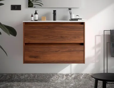 Produktbild von BALTIC Unterschrank 900 2 Schubladen + Waschbecken Nussbaum