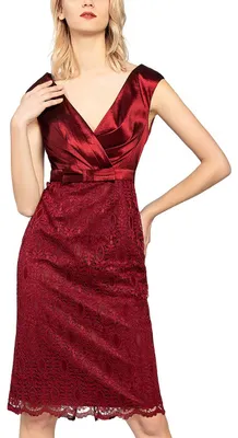 Zdjęcie produktu dla Sukienka koktajlowa APART Fashion dla kobiet, czerwona (bordowa), z koronką. (Rozmiar producenta: )