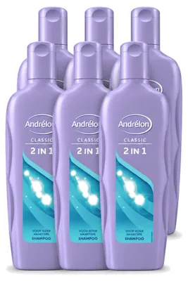Image de 6 flacons de shampooing 2-en-1 Andrélon - 450 ml - Pack économique - 6 pièces