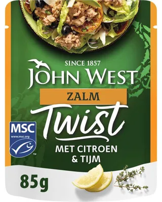 Image de John West Twist Zalm avec Citroën & Tijm, 85 g – Gerookte zalm avec frisse smaak