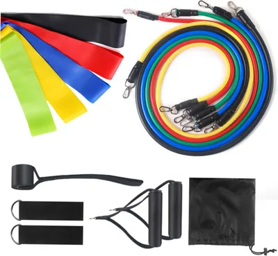 Obrázek produktu pro 16PCS Cvičení Tube Band 5 Barvy TPE Stretchy Stackable Resistance Band pro fitness